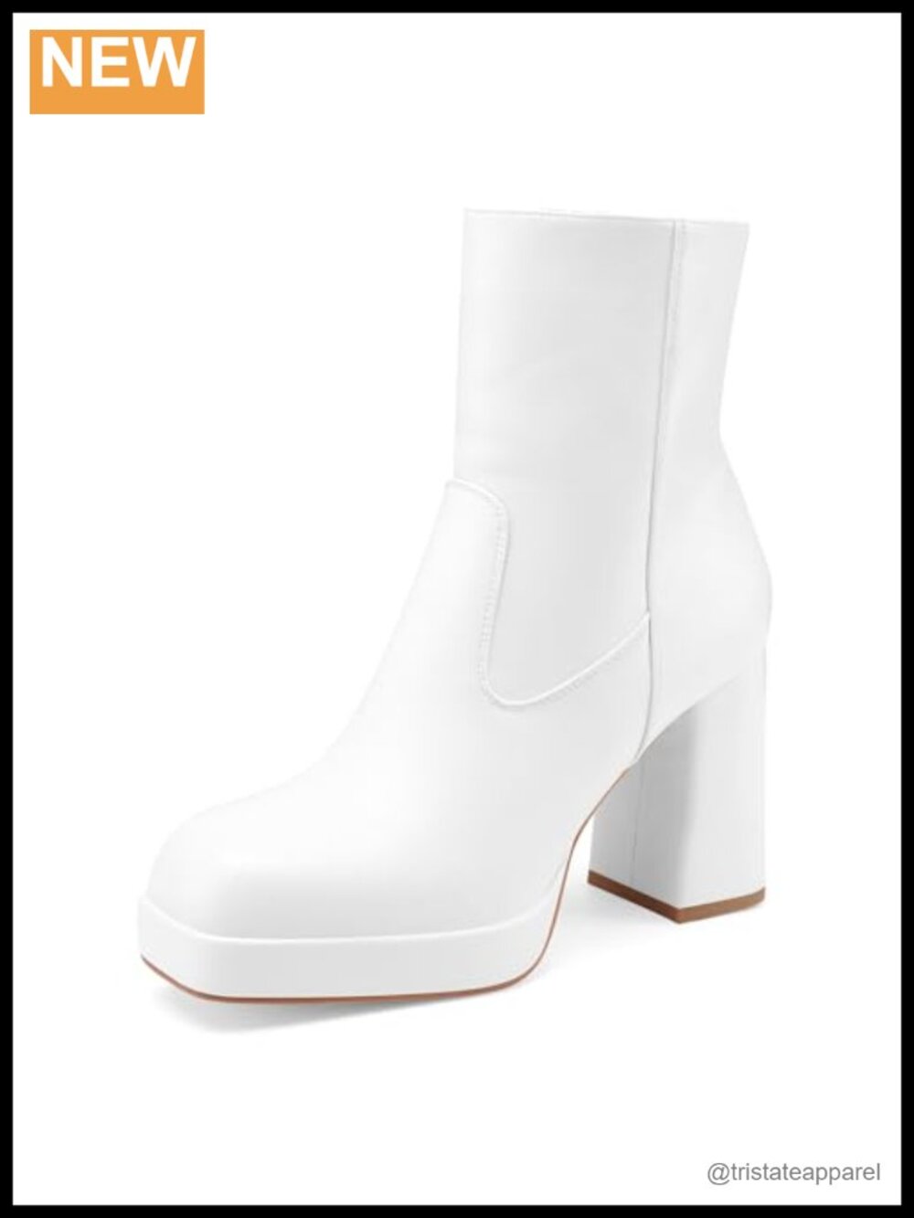 PU Leather Platform Chunky Heel Ankle Boots Square Toe Side Zipper
